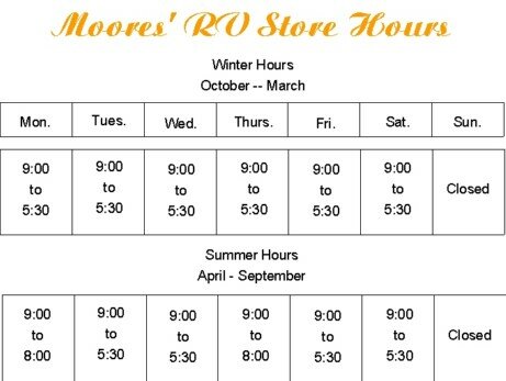 Moores' Store Hours